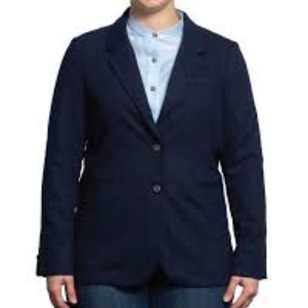 Peau de Loup Mahoney Faux-Wool Suit Jacket in Navy Size 18